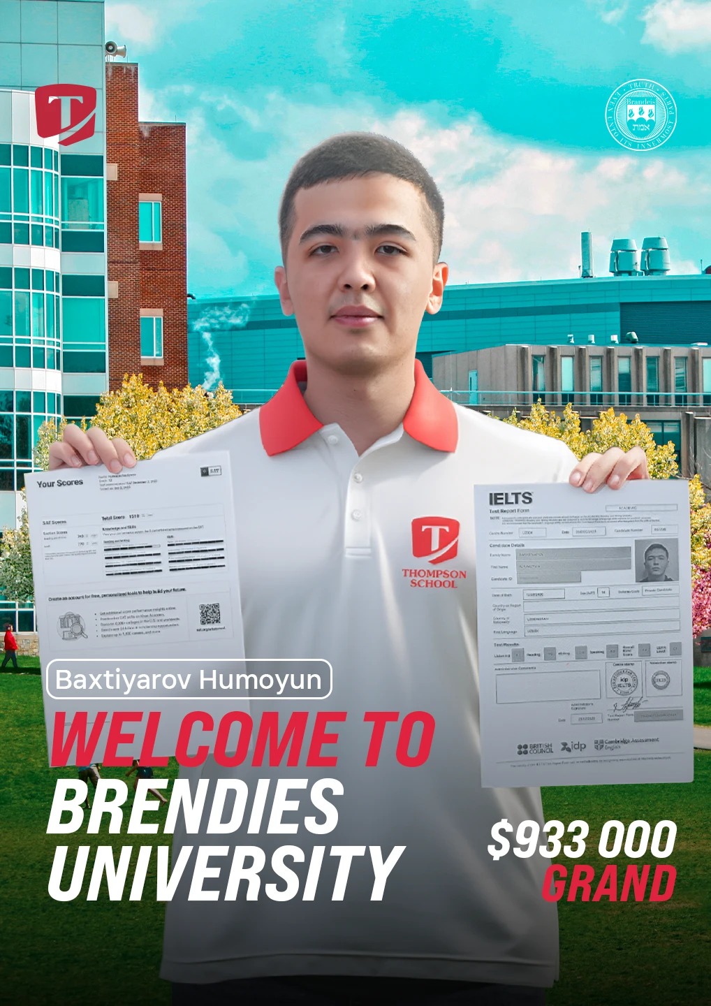 Baxtiyorov Humoyun, Brandeis University granti