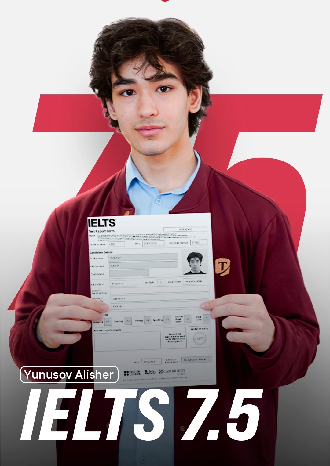 Yunusov Alisher, IELTS 7.5